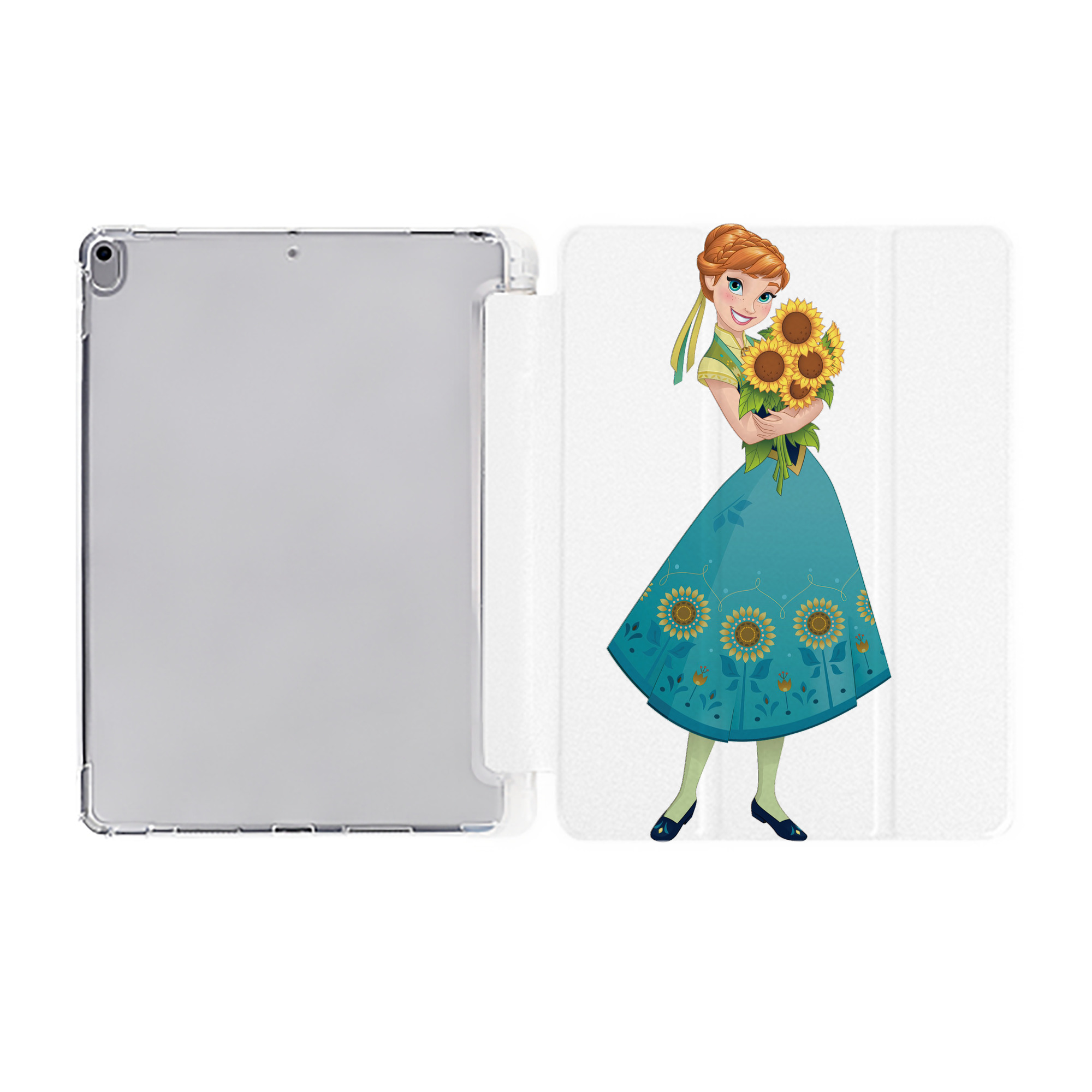 （画像用） アナと雪の女王 アンナ エルサ Frozen Anna Elsa IPad ケース ペン収納付き 三つ折りスタンド PUレザー×シリコン 対応機種9.5/10.5/10.9インチ